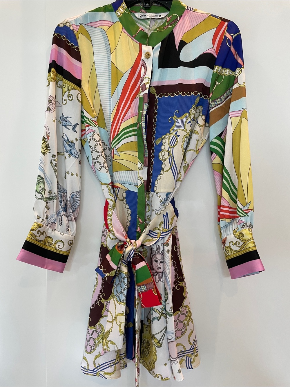 Zara Multicolor Printed Tie-Front Dress